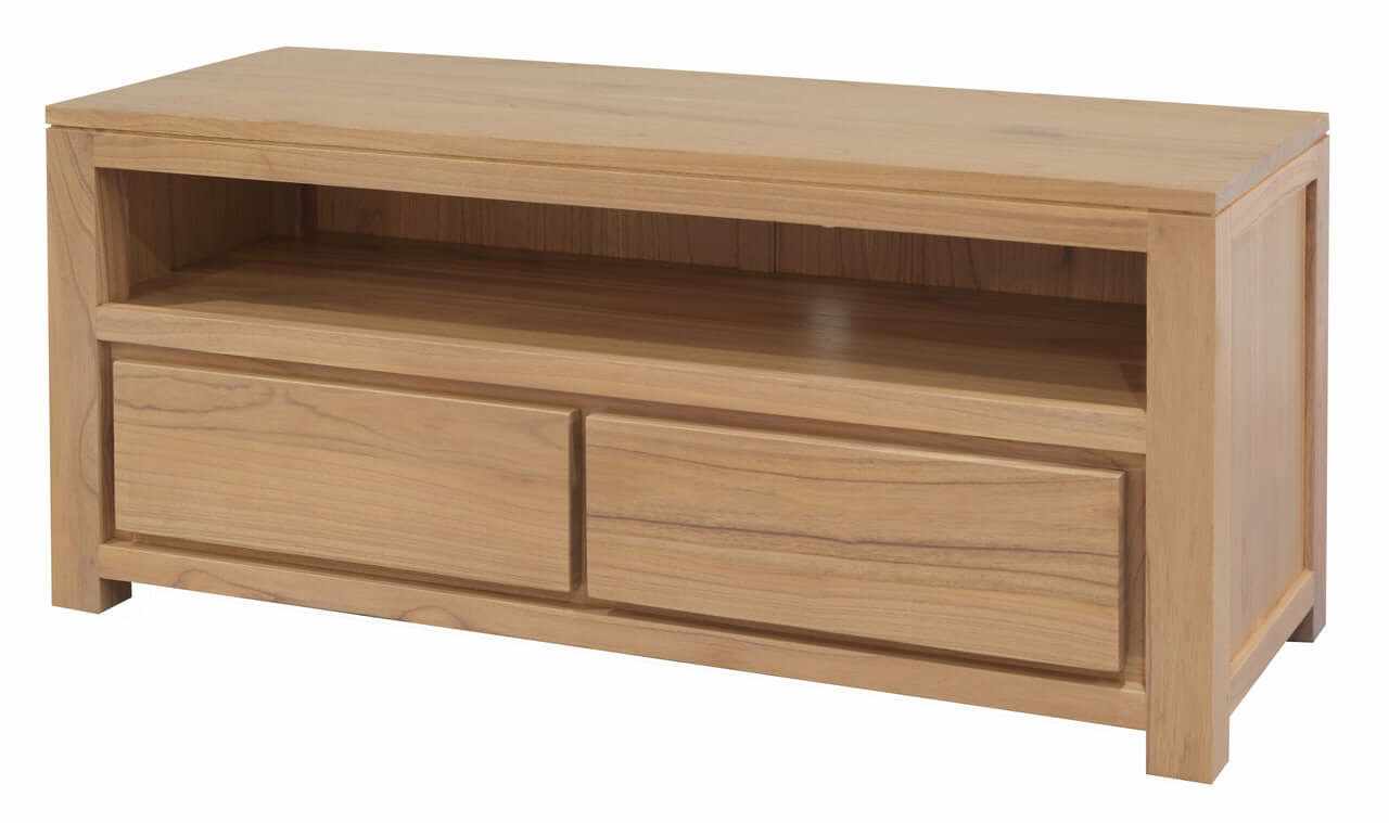 Amsterdam Solid White Cedar Wood Entertainment Unit with Drawer - Natu