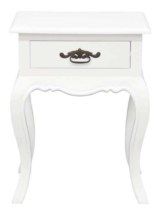 One Drawer French Provincial Bedside Table - White