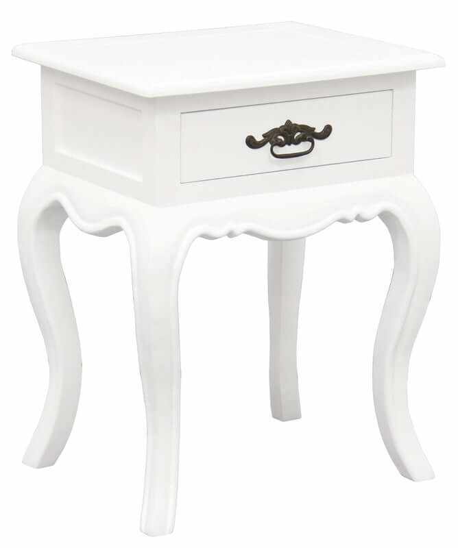 One Drawer French Provincial Bedside Table - White
