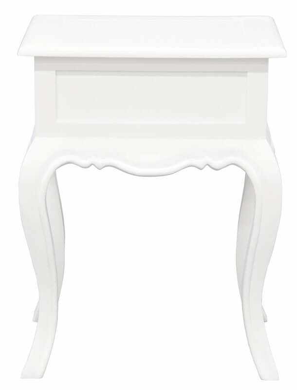 One Drawer French Provincial Bedside Table - White