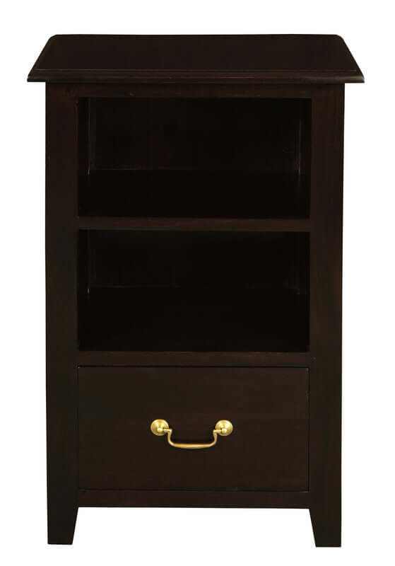 Tasmania 1 Drawer Solid Mahogany Bedside Table - Chocolate
