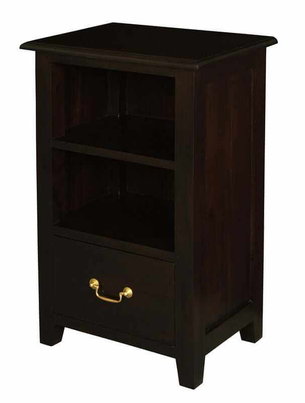 Tasmania 1 Drawer Solid Mahogany Bedside Table - Chocolate