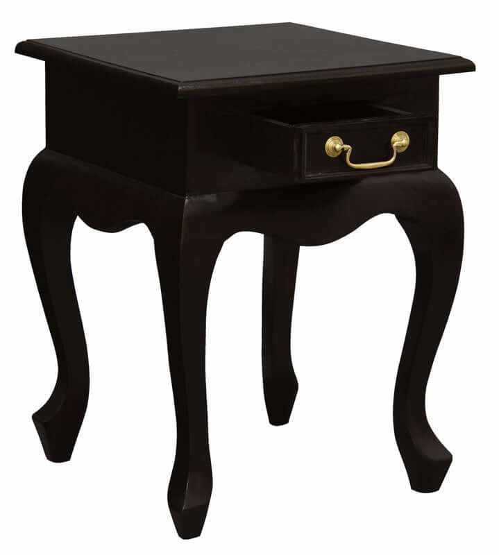 Queen Anne Mid Century Bedside Table - Chocolate