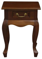 Queen Anne 1 Drawer Square Side Table - Mahogany