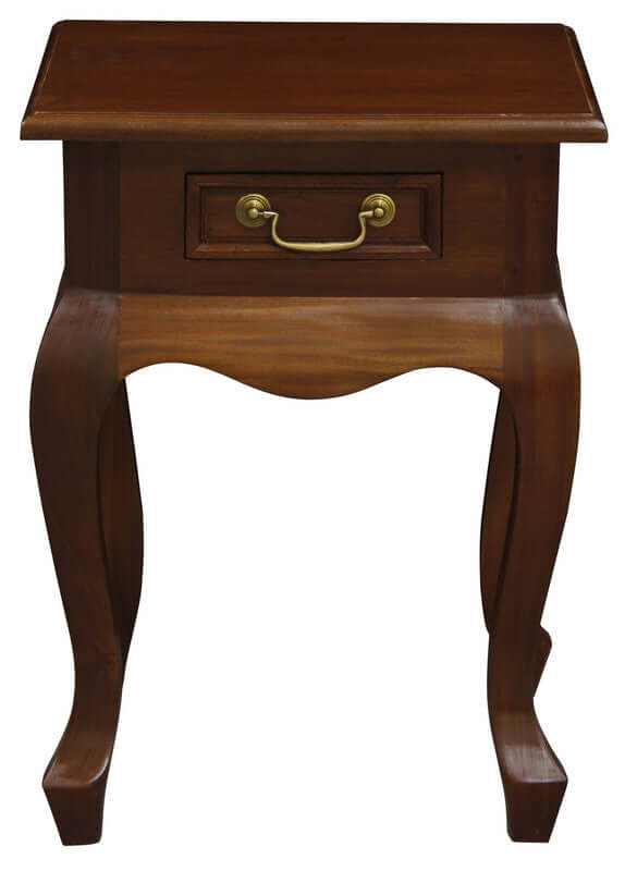 Queen Anne 1 Drawer Square Side Table - Mahogany