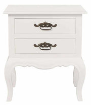 French Provincial Side Table 2 Drawer - White