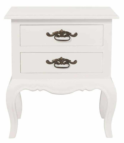 French Provincial 2 Drawer Side Table - White