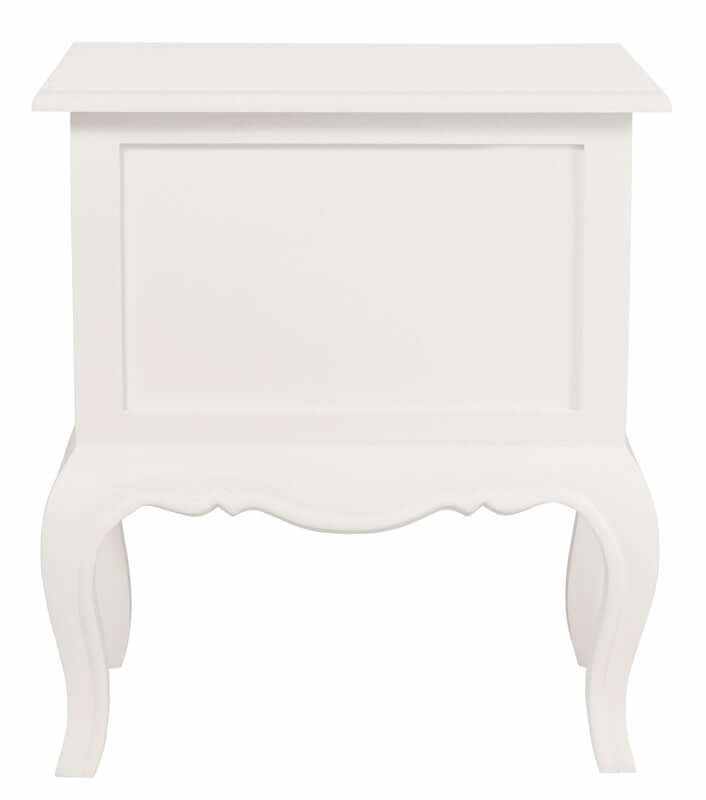 French Provincial Side Table 2 Drawer - White