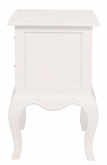 French Provincial 2 Drawer Side Table - White