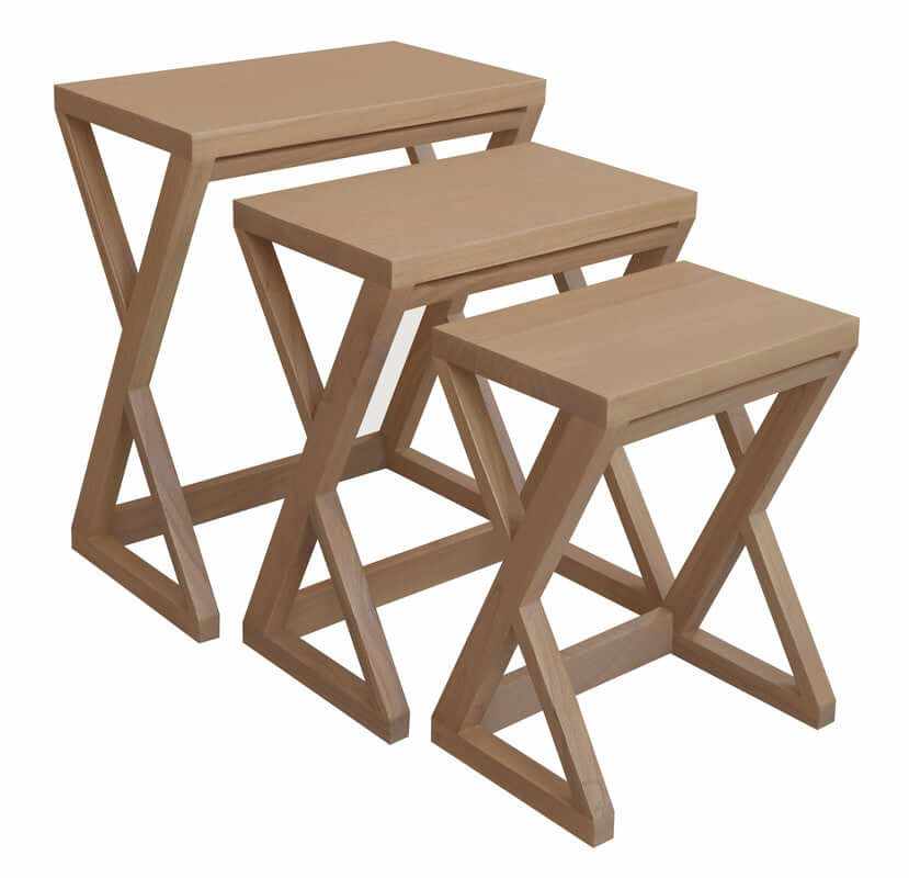 Manhattan Natural Wood Nest of Tables - Set of 3