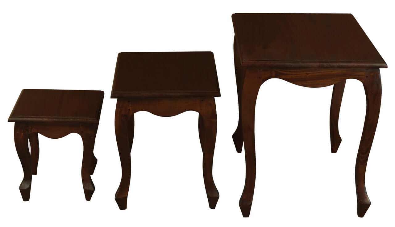 Queen Ann Nesting Tables Set of 3 - Mahogany