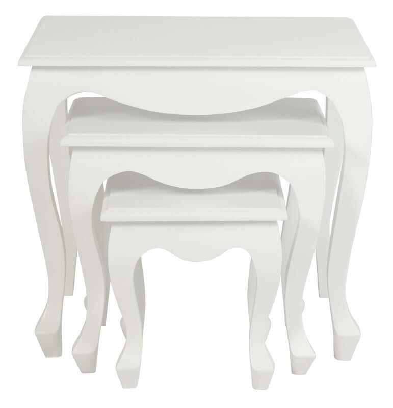 Queen Ann White Nest of Tables Set of 3