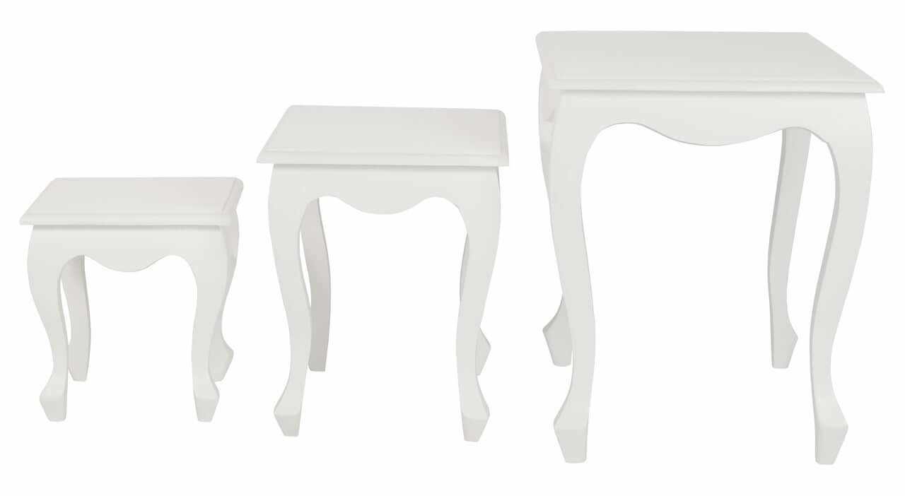 Queen Ann White Nest of Tables Set of 3