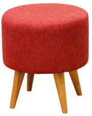 Manhattan Round Upholstered Ottoman - Cherry Red