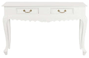 Seine 2 Drawer Carved Sofa Table White