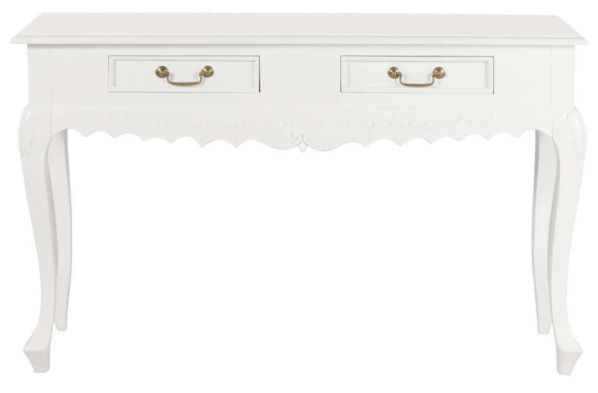 Seine 2 Drawer Carved Sofa Table White