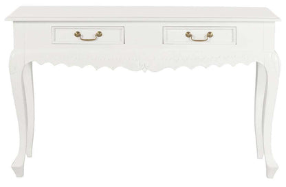 Seine 2 Drawer Carved Sofa Table (White)