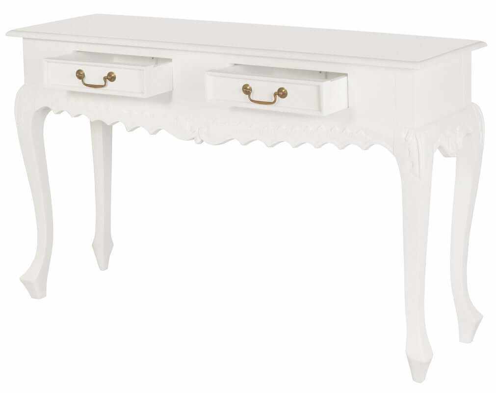 Seine 2 Drawer Carved Sofa Table White