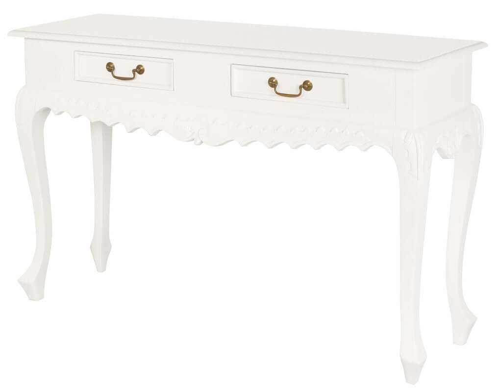 Seine 2 Drawer Carved Sofa Table White