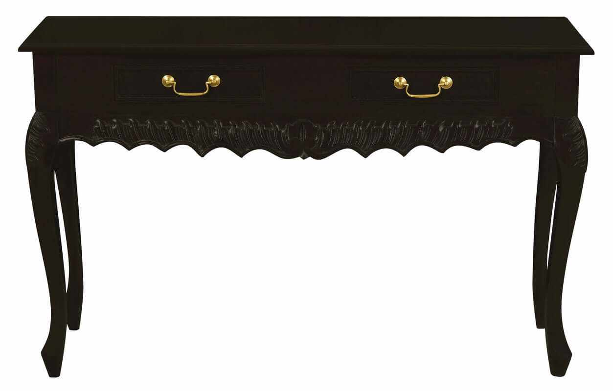 Seine 2 Drawer Carved Wood Sofa Table - Chocolate