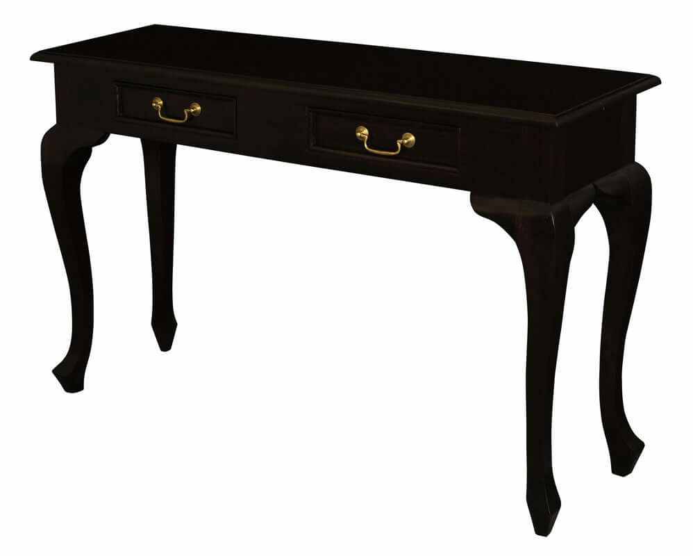 Queen Ann Two Drawer Sofa Table (Chocolate)