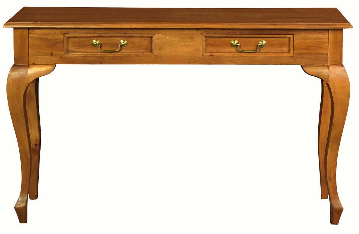 Queen Ann Sofa Table With 2 Drawers - Light Pecan
