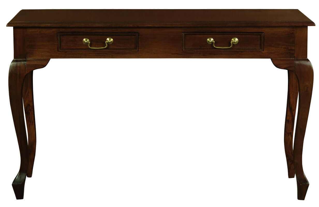 Queen Ann Sofa Table With Storage Drawer- Mahogany