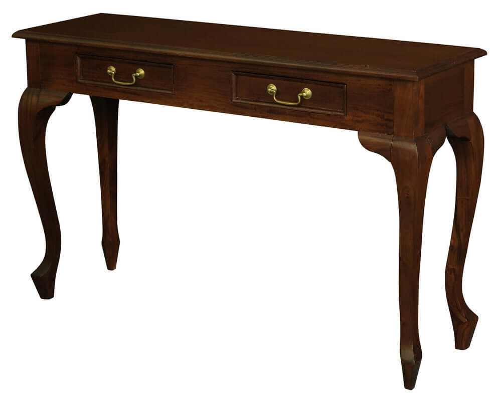 Queen Ann Sofa Table With Storage Drawer- Mahogany