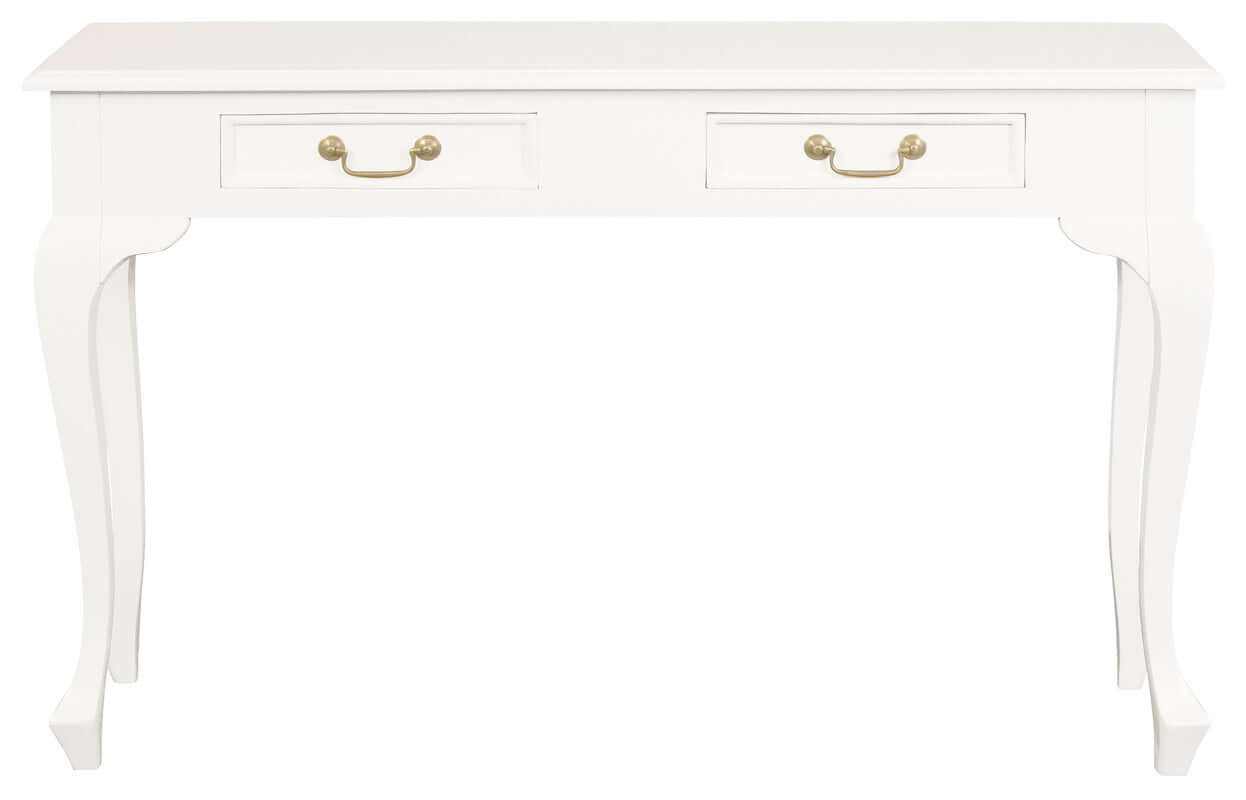 Queen Ann 2 Drawer Sofa Table - White