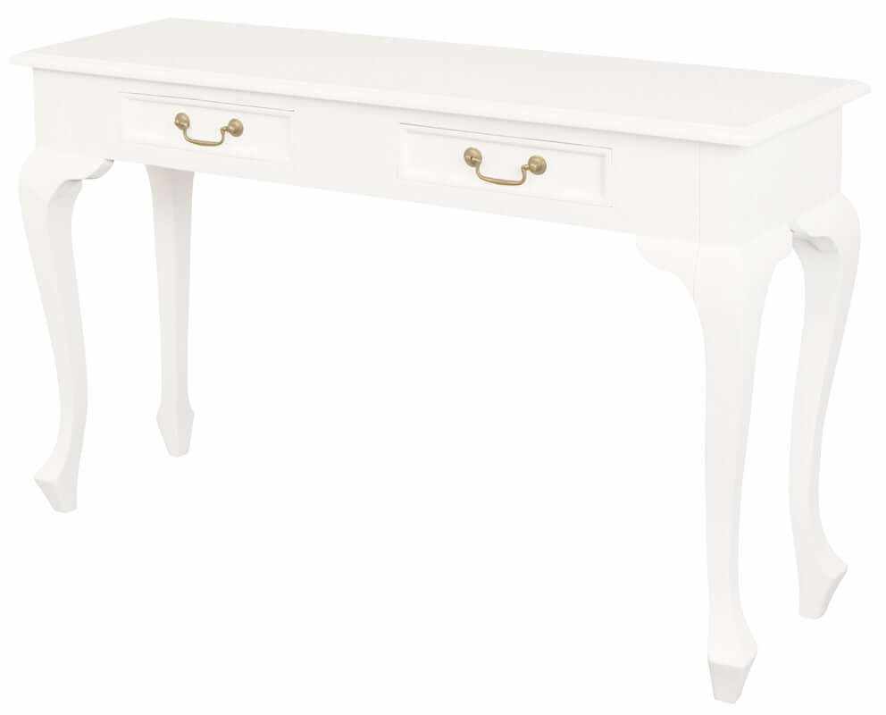 Queen Ann 2 Drawer Sofa Table - White