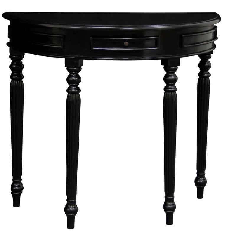 Huntley Turn Leg Half Moon Sofa Table -Black