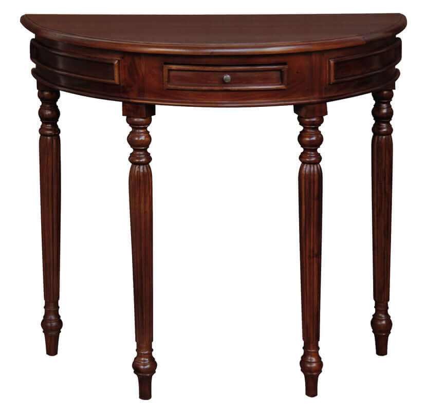 Huntley Turn Leg Half Moon Entryway Table - Mahogany