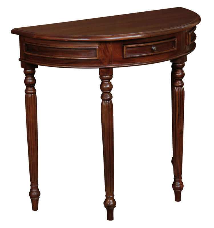 Huntley Turn Leg Half Moon Entryway Table - Mahogany