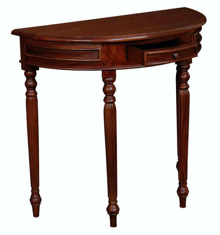 Huntley Turn Leg Half Moon Entryway Table - Mahogany