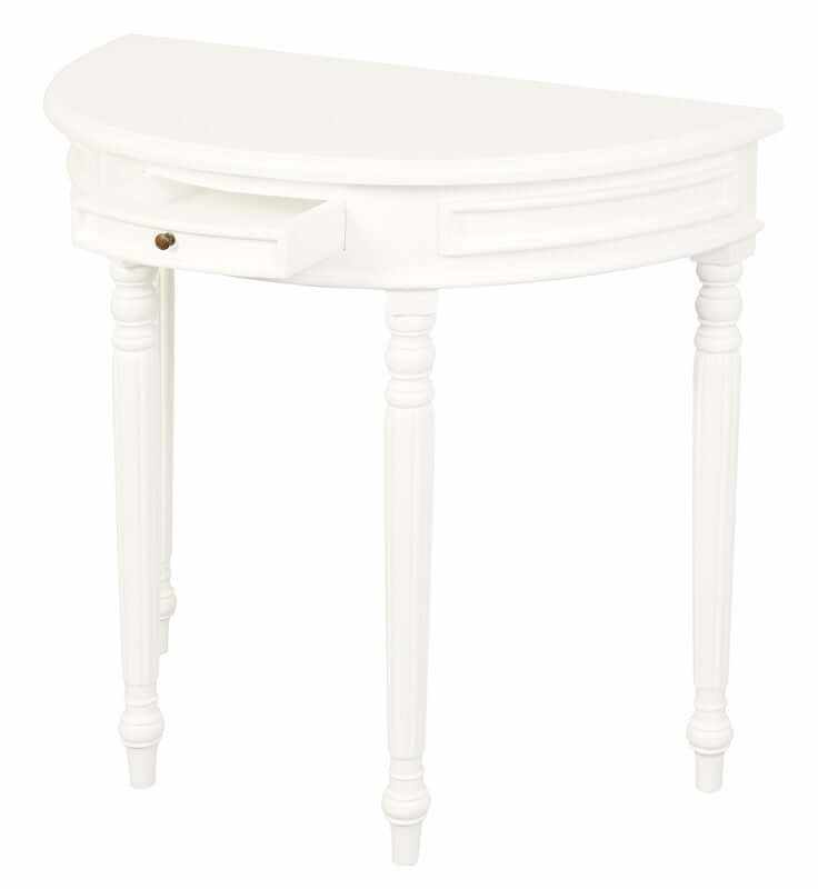 Turn Leg Half Round Entryway Table - White