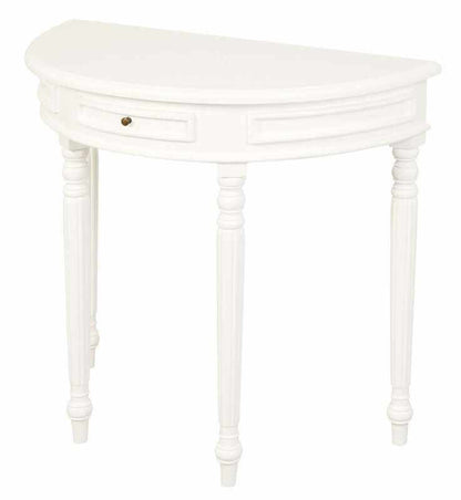 Turn Leg Half Round Entryway Table - White