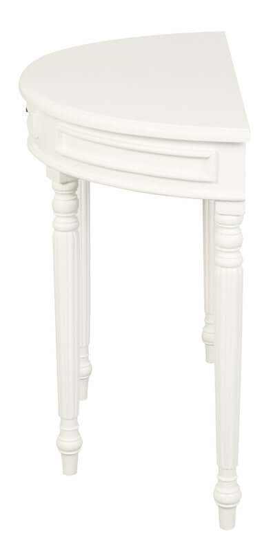 Turn Leg Half Round Entryway Table - White