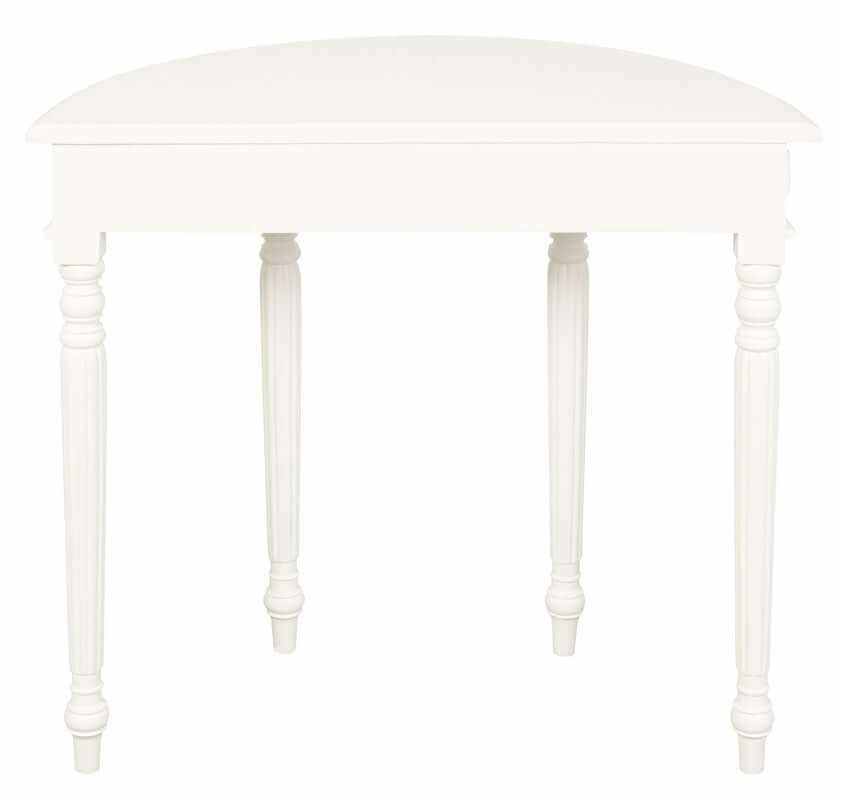 Turn Leg Half Round Entryway Table - White