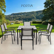 FORTIA 7pc Outdoor Dining Furniture Set with Table and Chairs on Patio