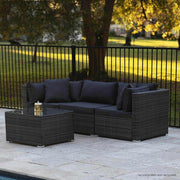 LONDON 4 Piece 3 Seater Rattan Outdoor Lounge - Grey