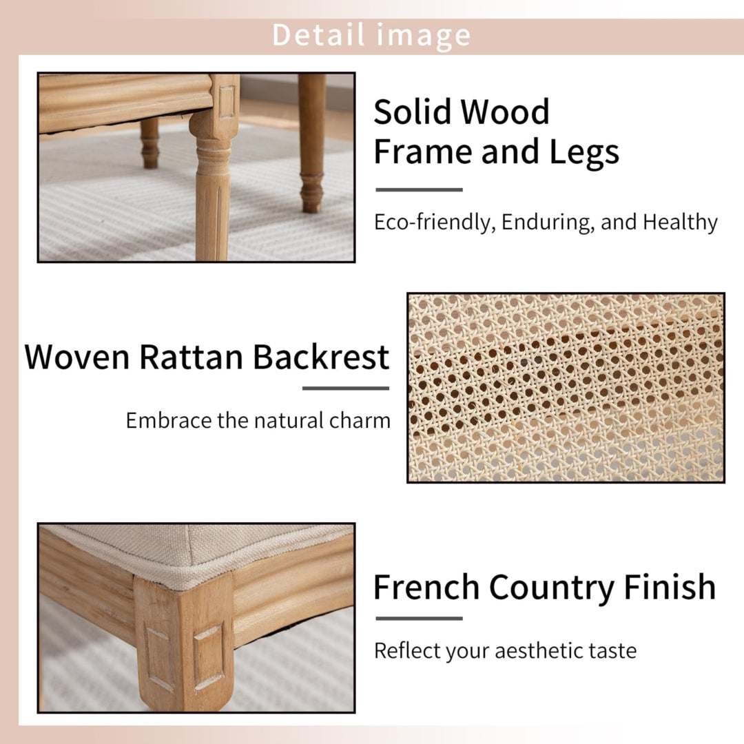 AADEN 8x Rattan Dining Chairs with Solid Wood Legs- BeigeUpinteriors