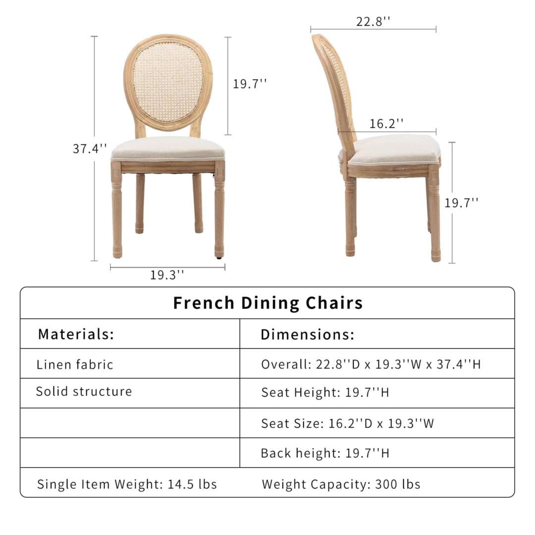 AADEN 8x Rattan Dining Chairs with Solid Wood Legs- BeigeUpinteriors