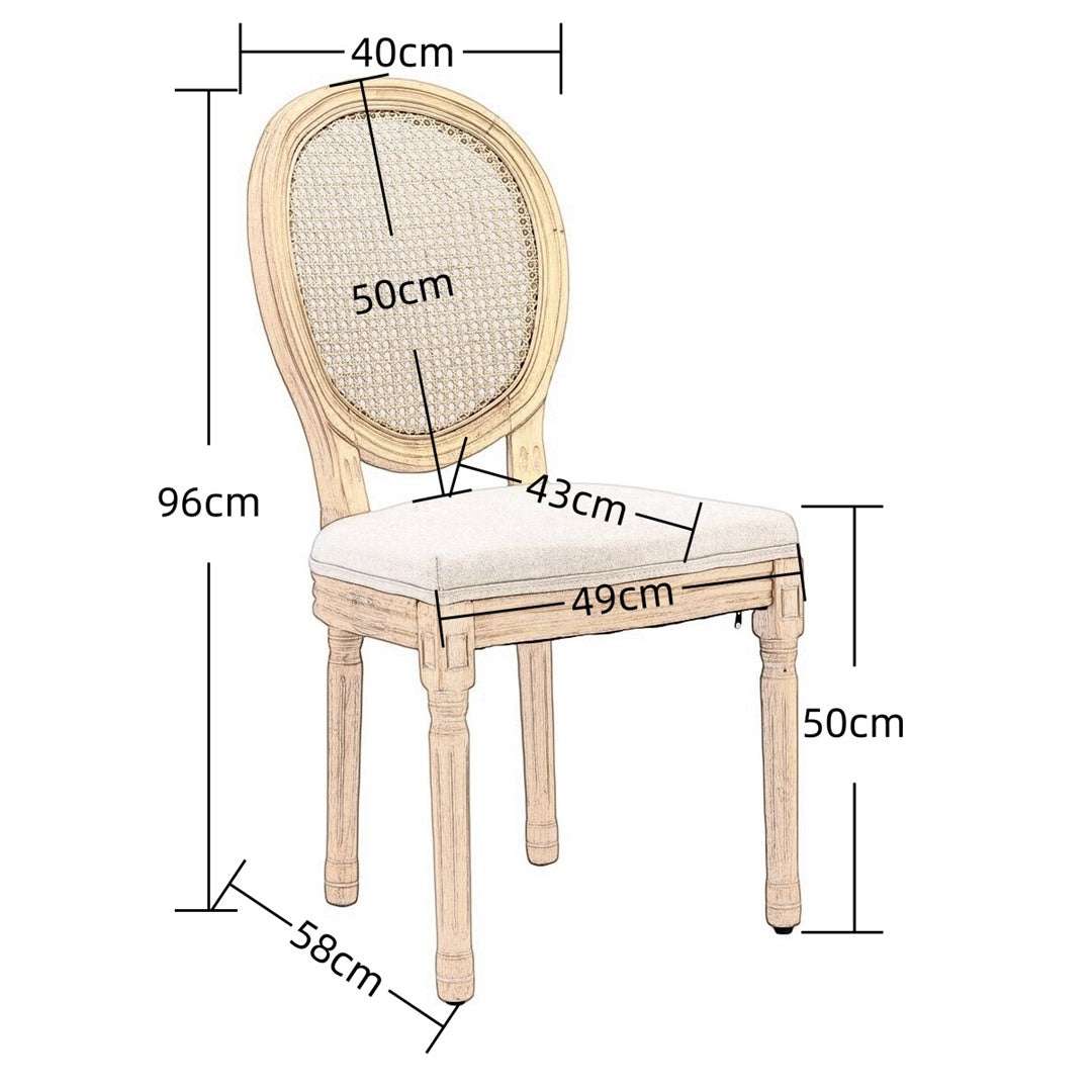 AADEN 8x Rattan Dining Chairs with Solid Wood Legs- BeigeUpinteriors