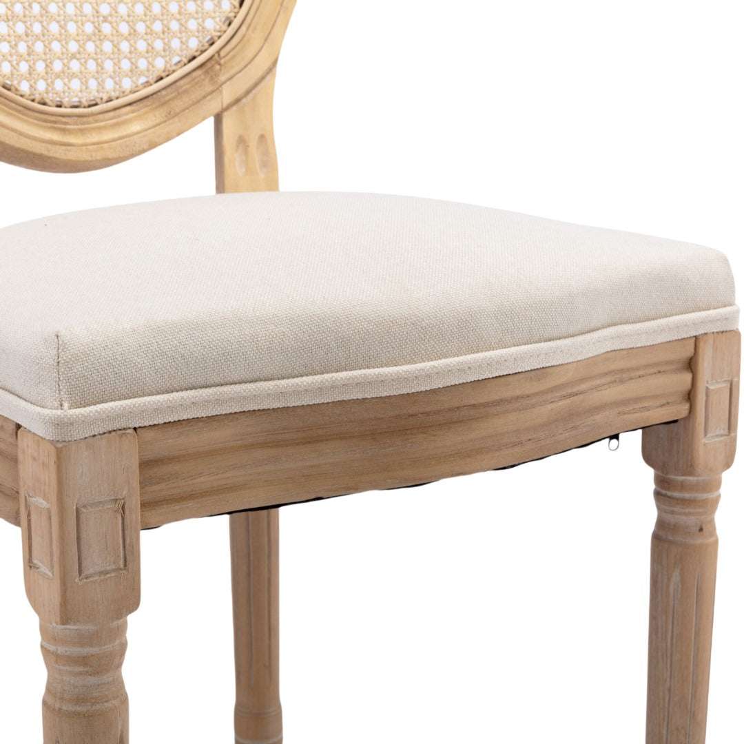AADEN 8x Rattan Dining Chairs with Solid Wood Legs- BeigeUpinteriors