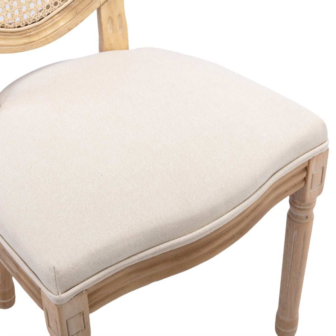 AADEN 8x Rattan Dining Chairs with Solid Wood Legs- BeigeUpinteriors