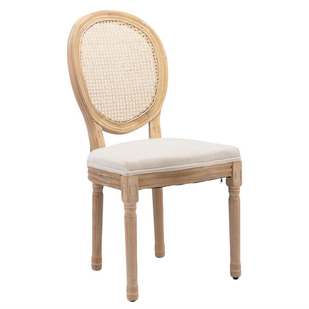 AADEN 8x Rattan Dining Chairs with Solid Wood Legs- BeigeUpinteriors