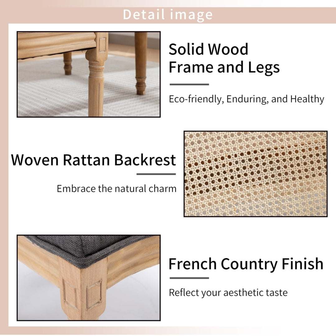 AADEN 8x Rattan Dining Chairs with Solid Wood Legs- GreyUpinteriors