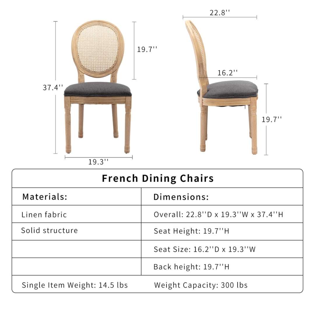 AADEN 8x Rattan Dining Chairs with Solid Wood Legs- GreyUpinteriors