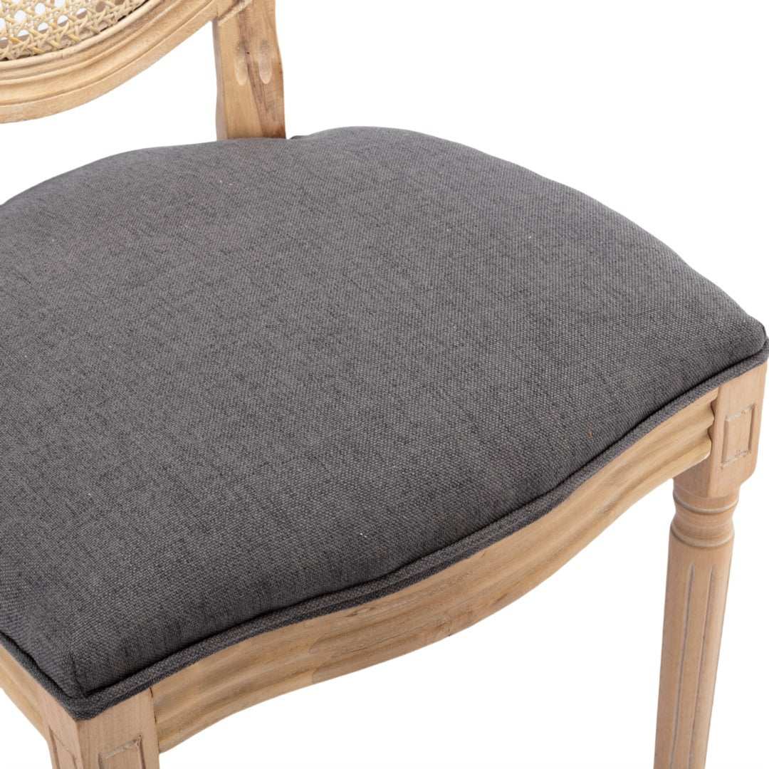 AADEN 8x Rattan Dining Chairs with Solid Wood Legs- GreyUpinteriors