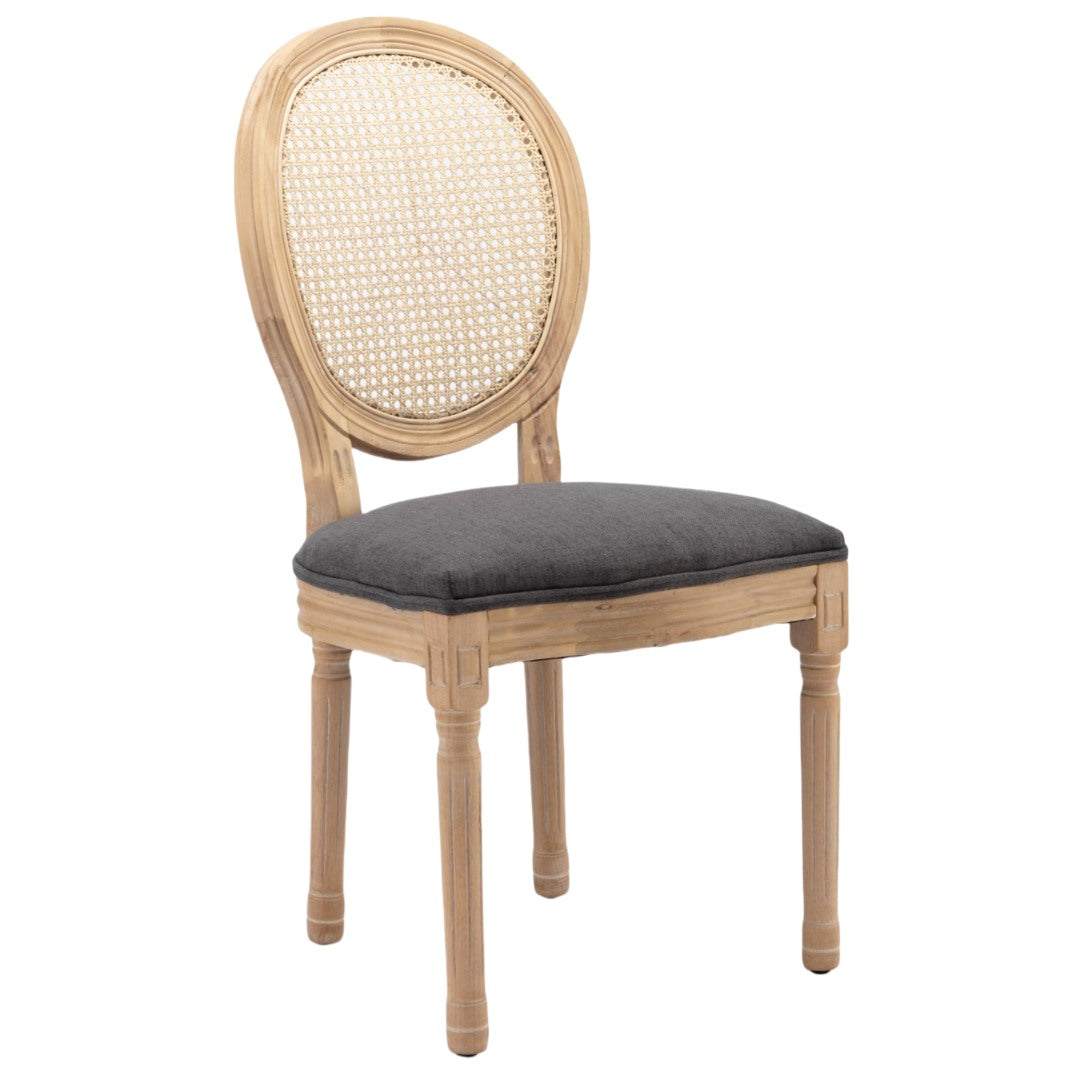 AADEN 8x Rattan Dining Chairs with Solid Wood Legs- GreyUpinteriors